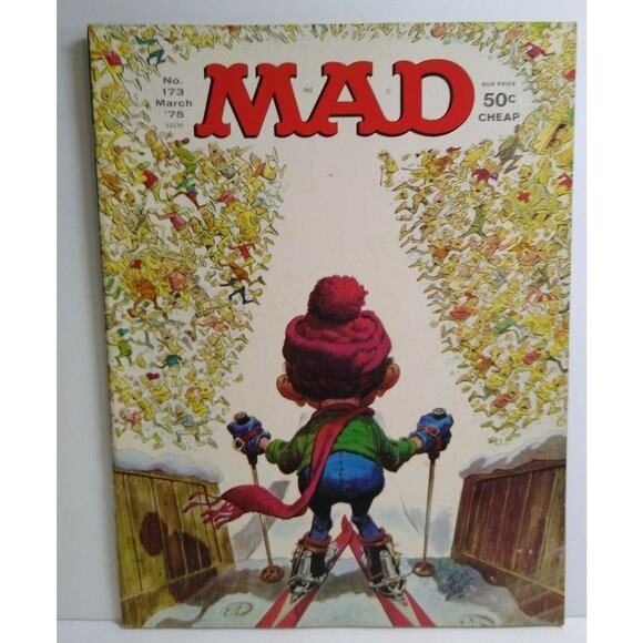 MAD Magazine March 1975 No 173 Alfred Skiing Down Slope Cover Comic Gift For Dad - Picture 2 of 5
